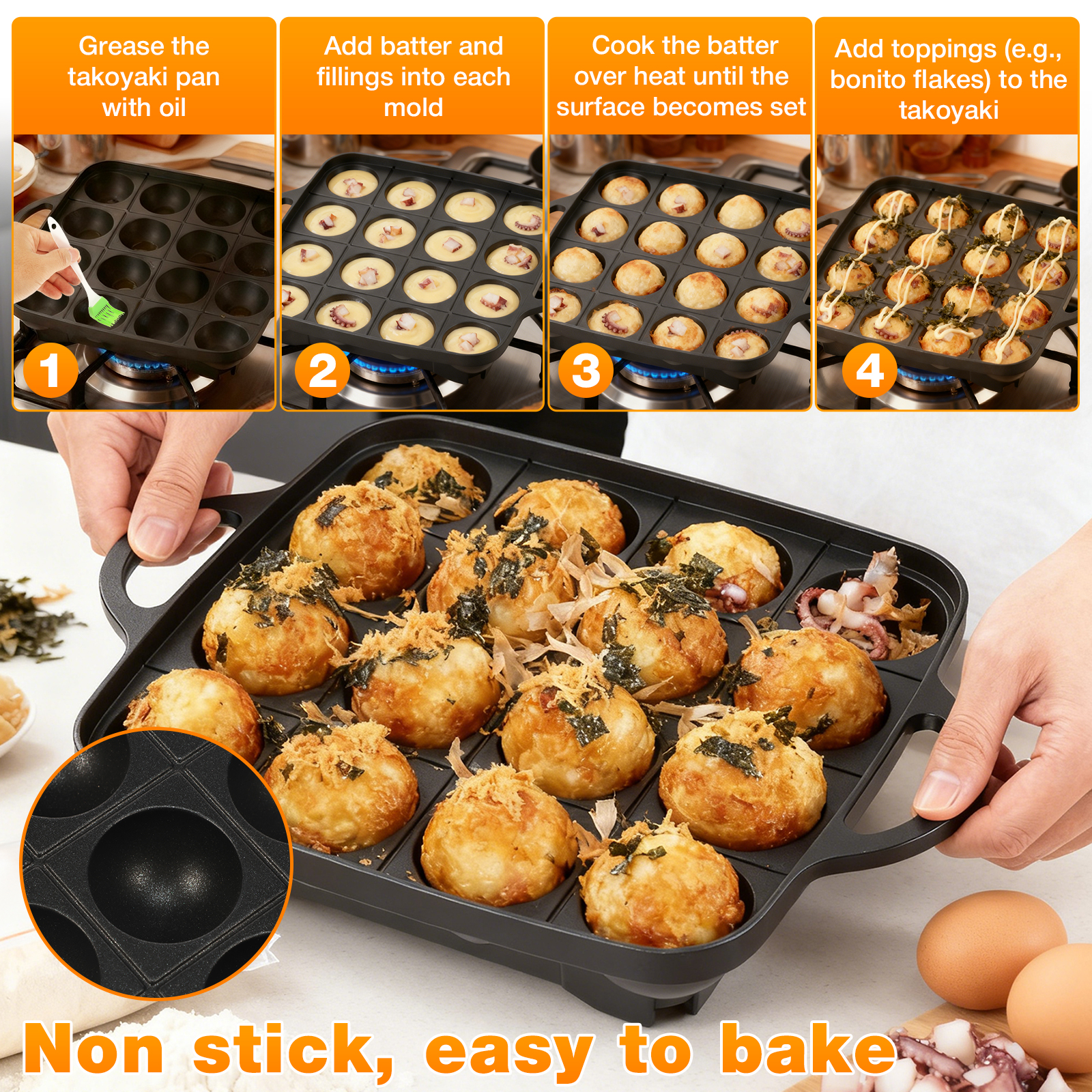 Takoyaki Pan 16 Hole Octopus B - Takoyaki Grill Plate recension och pris