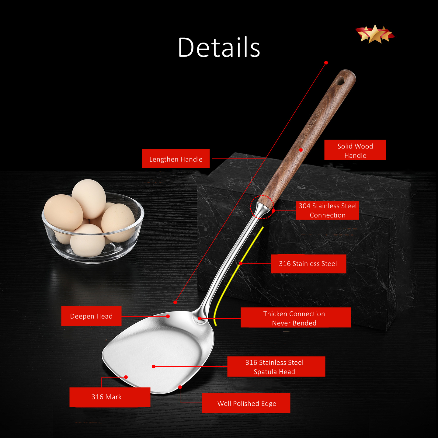 LFGB Certification 316 Stainle - Okonomiyaki Spatula recension och pris