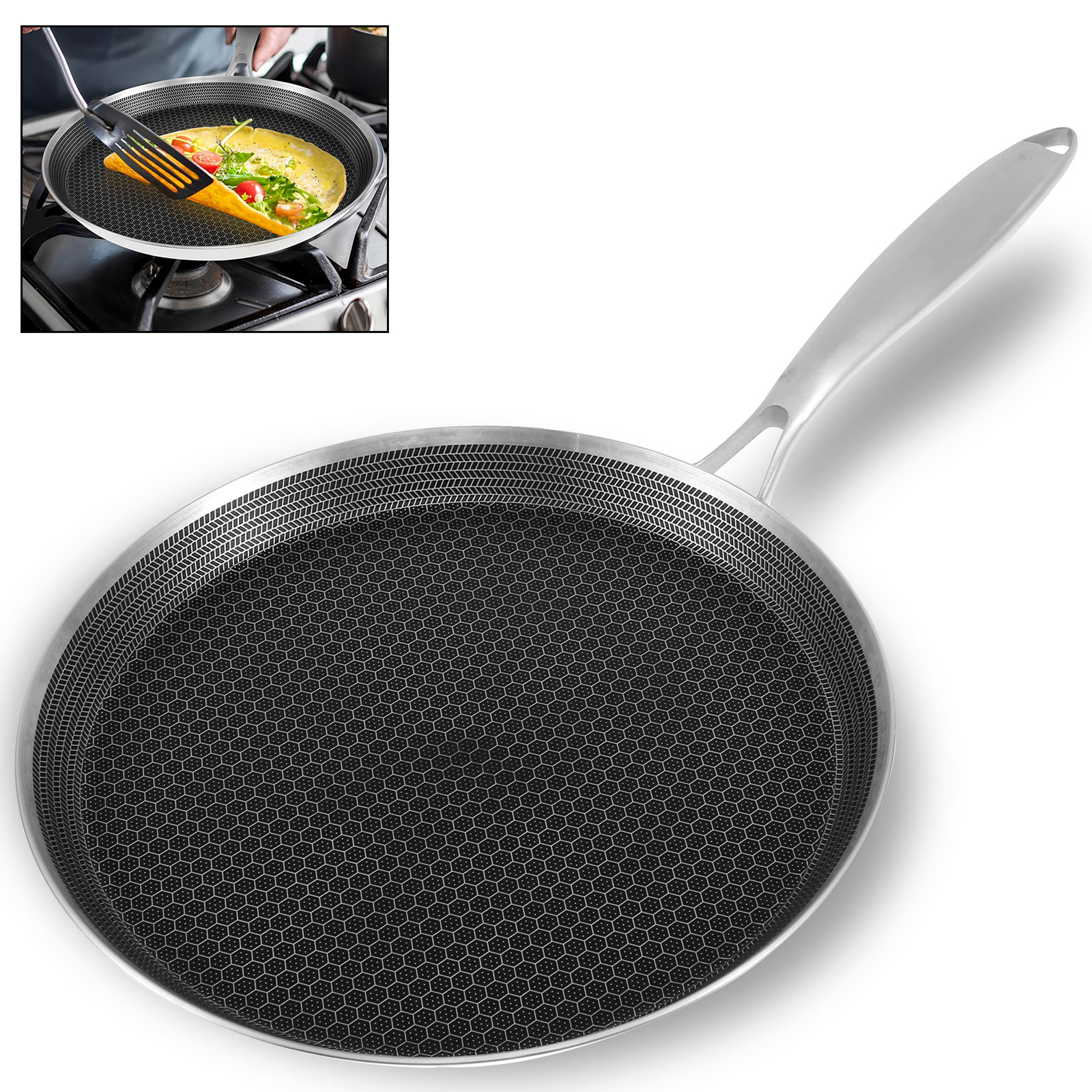 Stainless Steel Frying Pan Non - Danish Pancake Pan recension och pris