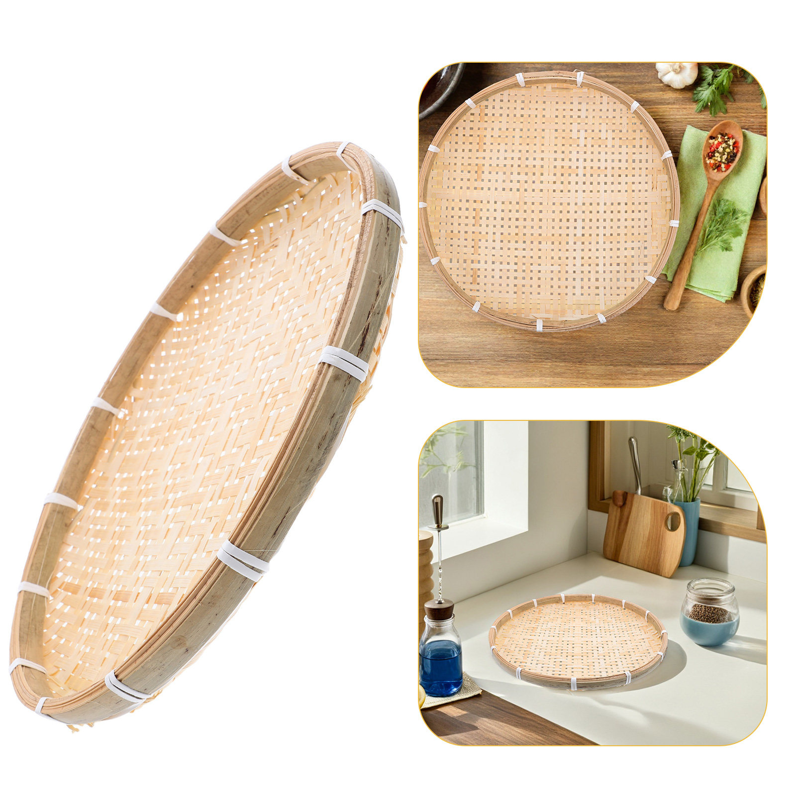 35Cm Round Bamboo Sieve Basket - Dim Sum Basket recension och pris